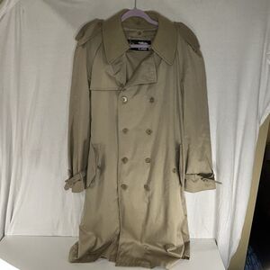 Vtg Silver Cloud Double Breasted Tan Trench Coat Men’s 44L Wool Button Liner